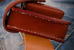 Handmade Leather Mens Leather Cigarette Case Cigarette Box Lighter Pocket Tobacco Pouch - iwalletsmen