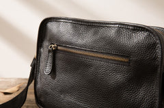 Cool Leather Black Mens Messenger Bag Vintage Shoulder Bag  for Men - iwalletsmen