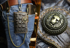 Handmade Leather Floral Mens Cool Key Wallet Wallet Card Holder Small Card Keychain Wallets for Men