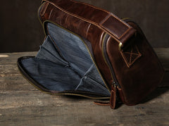 Genuine Leather Mens Cool Shoulder Bag Messenger Bag Chest Bag Bike Bag Cycling Bag for men