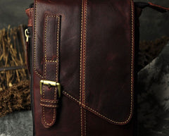 Mens Leather Small Side Bag COURIER BAGs Waist Pouch Holster Belt Case Belt Pouch for Men - iwalletsmen
