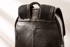 Black Cool Mens Leather Backpacks Travel Backpacks Laptop Backpack for men - iwalletsmen