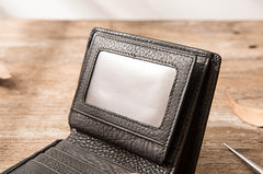 Braided Leather Mens Small Wallets Bifold Slim Front Pocket Wallet for Men - iwalletsmen