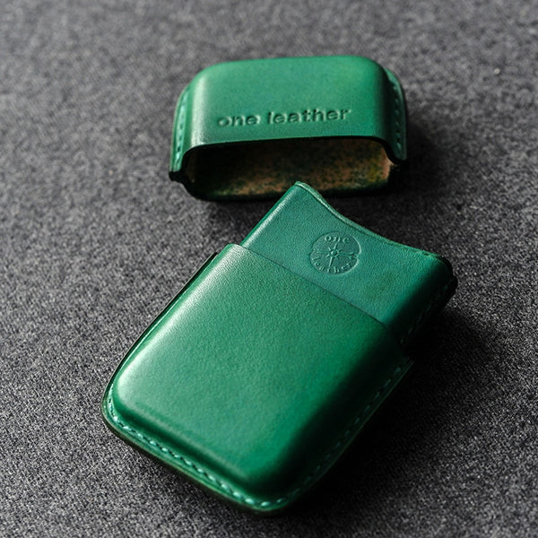 Handmade Green Leather Mens 11pcs Cigarette Holder Case Cool Custom Cigarette Case for Men - iwalletsmen