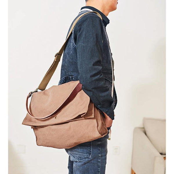 Canvas Mens 14 inches Side Bags Canvas Satchel Messenger Bags Canvas Travel Courier Bag for Men - iwalletsmen