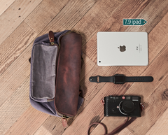 Vintage Canvas Green Leather Mens Fanny Pack Canvas Waist Bags Canvas Hip Pack for Men - iwalletsmen