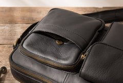 Black Cool Small Leather Mens Messenger Bags Shoulder Bags for Men - iwalletsmen