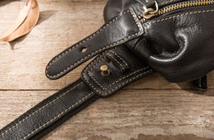 Mens Black Leather Sling Bag Sling Shoulder Bag Sling Backpack for men - iwalletsmen