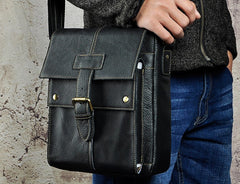 Small Leather Mens SIDE BAGs COURIER BAGs Messenger Bag Shoulder Bag for Men - iwalletsmen