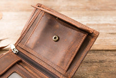Cool Leather Mens Small Wallets Bifold Vintage Slim billfold Wallet for Men - iwalletsmen
