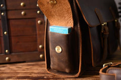 Genuine Leather Mens Cool Messenger Bag Briefcase Work Bag Business Bag for men
