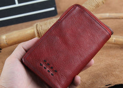 Handmade Genuine Leather Mens Cool Slim Leather Wallet Men Small Wallets Bifold for Men