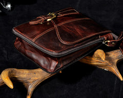 Mens Leather Small Side Bag COURIER BAGs Waist Pouch Holster Belt Case Belt Pouch for Men - iwalletsmen