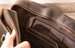 Coffee Leather Mens Briefcase Work Bag Laptop Bag Business Bag for Men - iwalletsmen