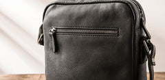 Black Small Leather Mens Shoulder Bags Messenger Bags for Men - iwalletsmen