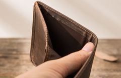 Coffee Cool Leather Mens Small Wallets Bifold Vintage Slim billfold Wallet for Men - iwalletsmen