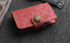 Handmade Leather Floral Mens Cool billfold Wallet Card Holder Small Card Slim Wallets for Men