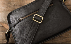 Cool Leather Black Mens Messenger Bag Vintage Shoulder Bag  for Men - iwalletsmen