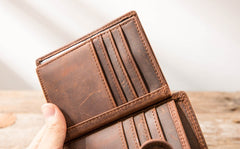 Cool Leather Mens Small Wallets Bifold Vintage Slim billfold Wallet for Men - iwalletsmen