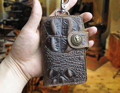Handmade Leather Floral Mens Cool Key Wallet Wallet Card Holder Small Card Keychain Wallets for Men