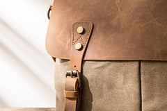 Leather Canvas Messenger Bags for men Vintage Shoulder Bag for men - iwalletsmen