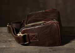 Genuine Leather Mens Cool Shoulder Bag Messenger Bag Chest Bag Bike Bag Cycling Bag for men