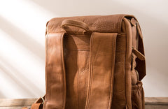 Cool Brown Mens Leather Backpacks Travel Backpacks Laptop Backpack for men - iwalletsmen