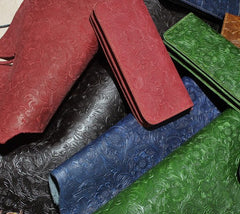 Handmade Leather Floral Mens Cool Travel Long Wallet Card Holder Card Slim Clutch Wallets for Men