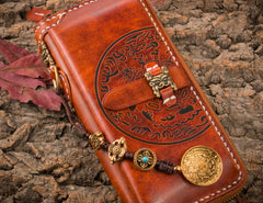 Handmade Leather Mens Chain Biker Wallet Cool Leather Wallet Long Phone Wallets for Men - iwalletsmen