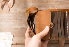 Cool Handmade Leather Mens Small Wallets Bifold Vintage billfold Wallet for Men - iwalletsmen