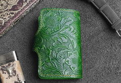 Handmade Leather Floral Mens Cool billfold Wallet Card Holder Small Card Slim Wallets for Men