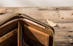 Cool Leather Vintage Mens Small Wallets Zipper billfold Wallets for Men - iwalletsmen