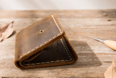 Cool Handmade Leather Mens Small Wallets Bifold Vintage billfold Wallet for Men - iwalletsmen