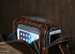 Genuine Leather Mens Cool Shoulder Bag Messenger Bag Chest Bag Bike Bag Cycling Bag for men