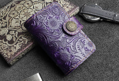 Handmade Leather Floral Mens Cool billfold Wallet Card Holder Small Card Slim Wallets for Men