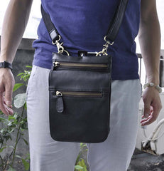 Leather Belt Pouch Mens Waist Bag Shoulder Bag for Men