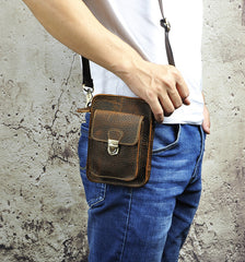 Leather Belt Pouch Mens Waist Bag Shoulder Bag for Men