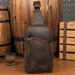 Leather Mens Cool Sling Bag Crossbody Bag Chest Bag for men