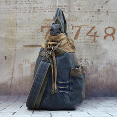 Blue Denim Mens Large Handbag Vertical Messenger Bags Casual Jean Postman Bags Courier Bag For Men - iwalletsmen