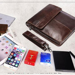 Cool Coffee Small Square Leather Mens Side Bag Messenger Bag Shoulder Bag for Men - iwalletsmen