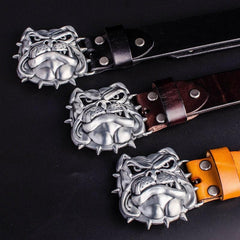 Handmade Genuine Leather Punk Rock Bulldog Mens Cool Men Biker Trucker Leather Belt