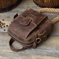 Casual Brown Leather Small Side Bags Waist Bag Belt Pouch Messenger Bag Courier Bag for Men - iwalletsmen