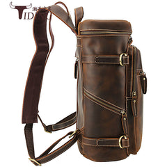 Cool Leather Vintage Dark Brown Mens 16inch Laptop Backpacks Vintage School Backpack Travel Backpack Bags for Men - iwalletsmen