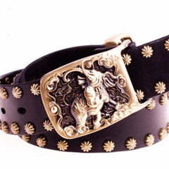 Handmade Genuine Leather Punk Rock Elephant Mens Cool Men Biker Trucker Leather Belt