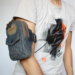 Blue Denim Cell Phone HOLSTER Arm Pouches for Men Arm Bags Arm HOLSTER For Men - iwalletsmen