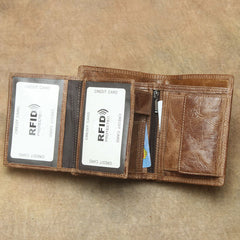 Cool Leather Mens Small Wallet billfold Bifold Wallet Front Pocket Wallet for Men - iwalletsmen