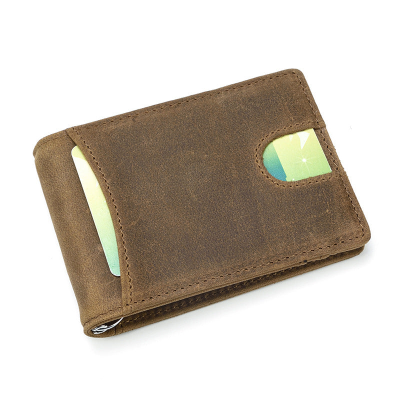 RFID Brown Leather Men's Small Wallet billfold Wallet Black Front Pocket Wallet For Men - iwalletsmen
