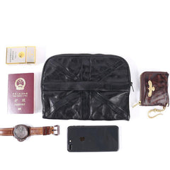 Cool Black Leather Business Mens Clutch Black Hand Bag Great Britain Zipper Clutch Wristlet Large Clutch for Men - iwalletsmen