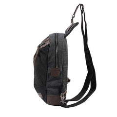 Black Canvas Sling Backpack Men's Sling Bag Green Chest Bag Canvas One shoulder Backpack For Men - iwalletsmen