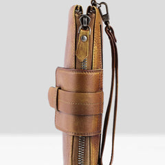 Handmade Mens Cool Long Leather Chain Wallet Cards Biker Trucker Wristlet Wallet - iwalletsmen
